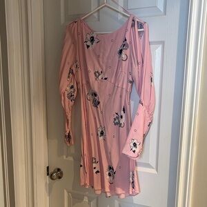 Free People Pink Floral Long Sleeve Dress